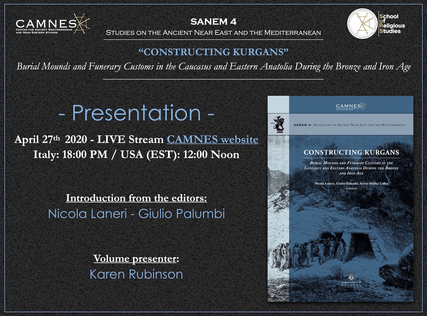 Presentazione SANEM 4 "Constructing Kurgans" in LIVE streaming