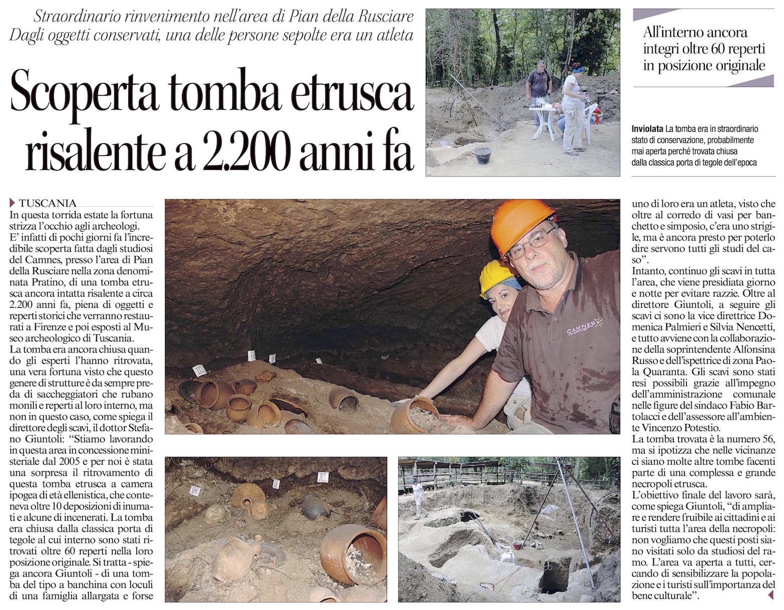 Scoperta tomba intatta a Tuscania